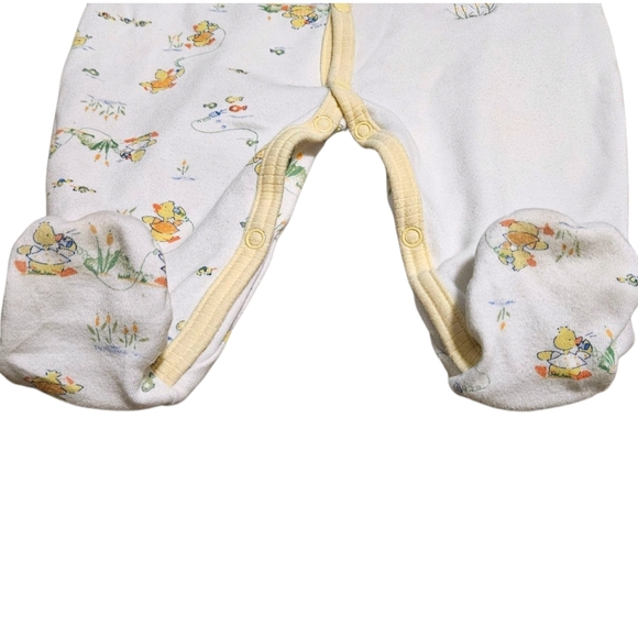 Little Me Footed Sleeper Baby 6M Yellow & White VTG Duck Duck Goose 100% Cotton - Picture 4 of 9